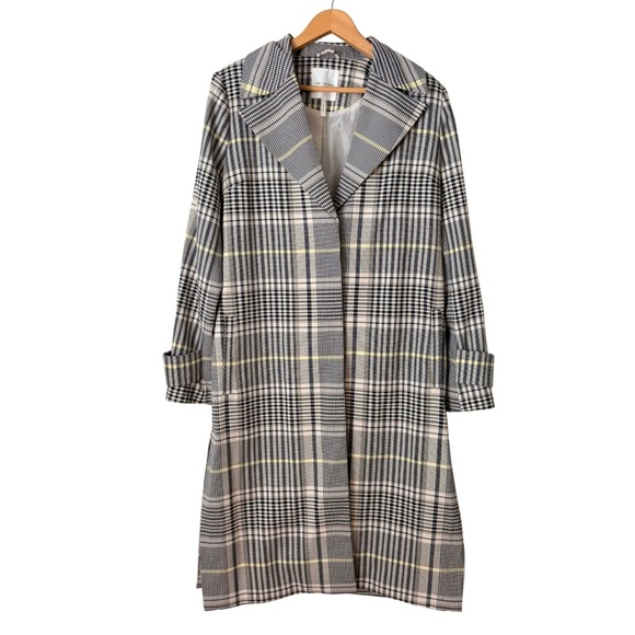 Anthropologie Avec Les Filles Long Lined Plaid Trench Coat Outerwear, Medium - Picture 3 of 16
